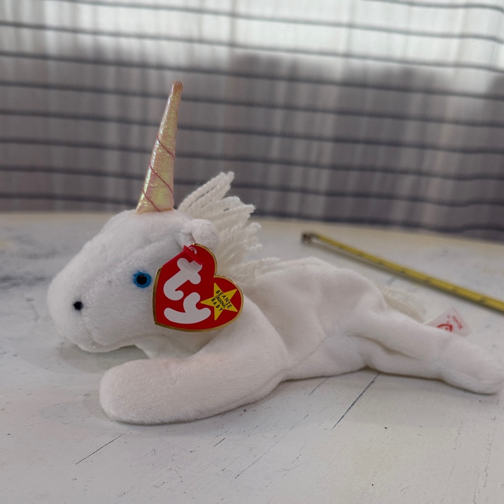 Ty Plush White Unicorn with Gold Horn